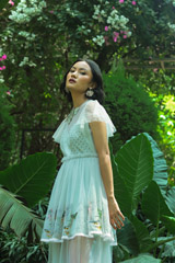 Mint Two Tier Embroidered Dress